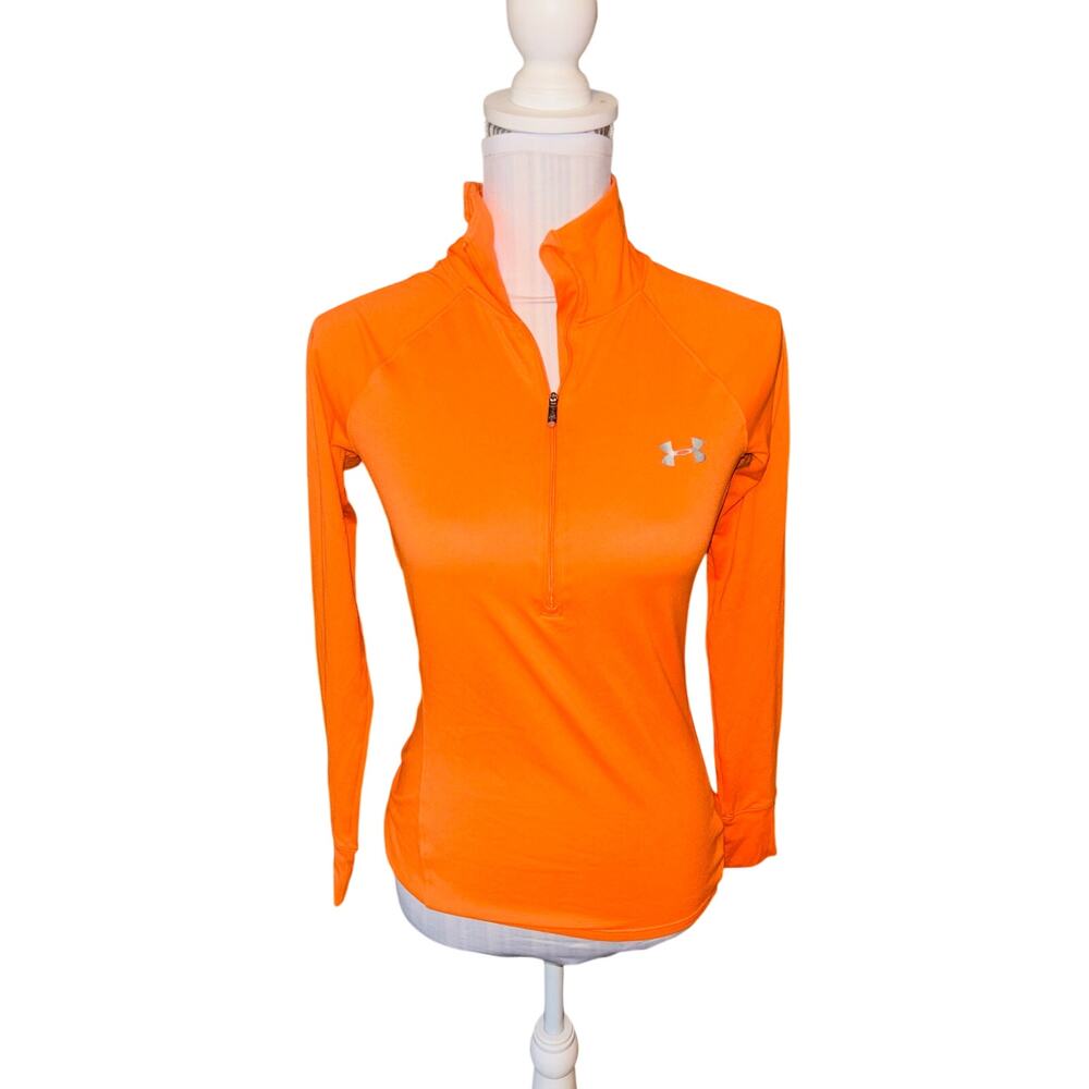 Under Armour Orange Semi-Fitted Half Zip Athletic Top Size XS